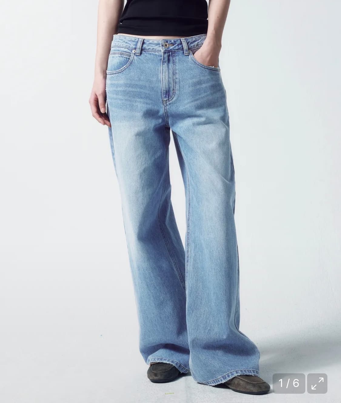 인사일런스 우먼 로우 웨이스트 와이드 진 블루 xs 상품이미지3