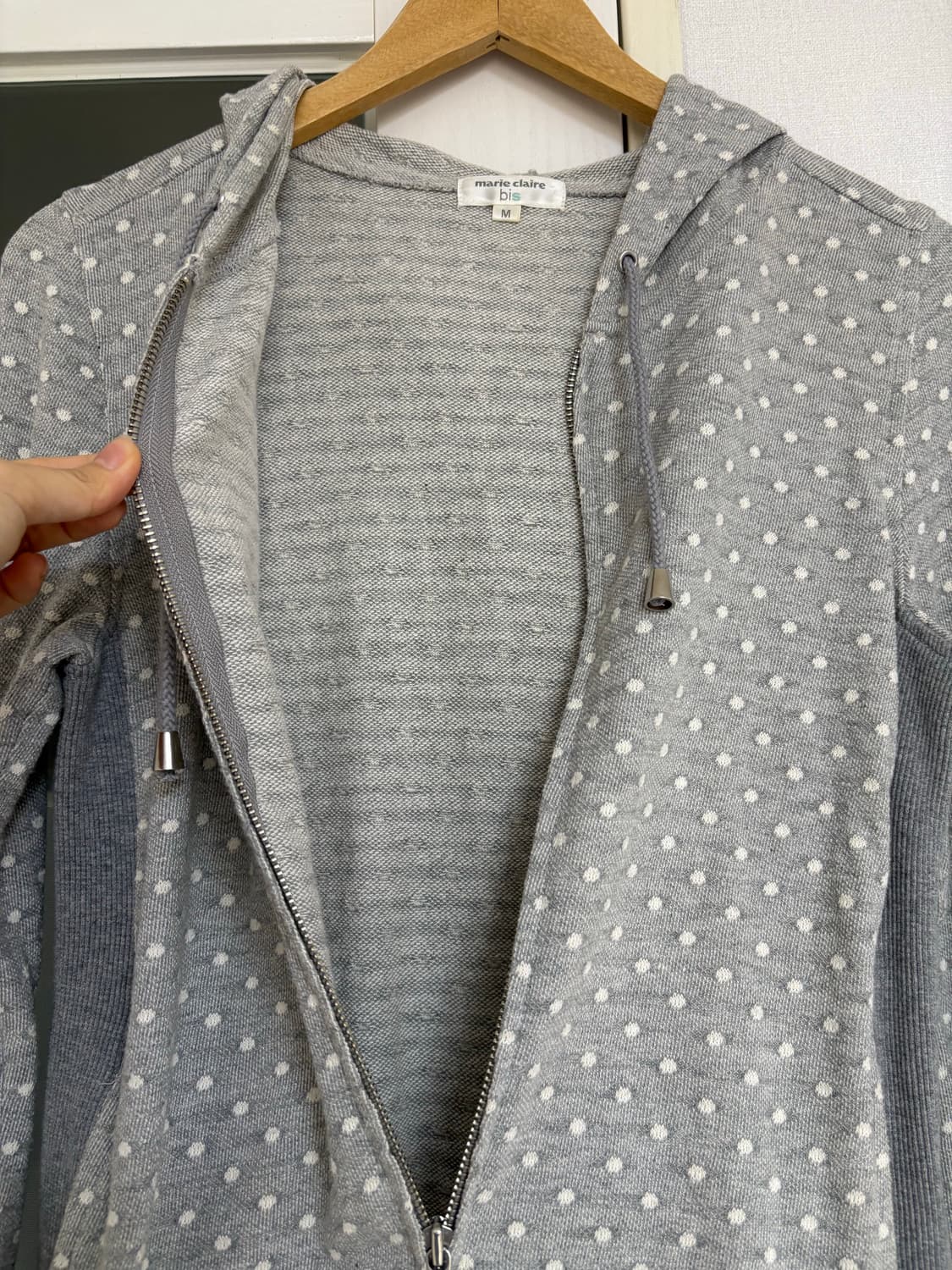 그레이 도트 후드집업 상품이미지4