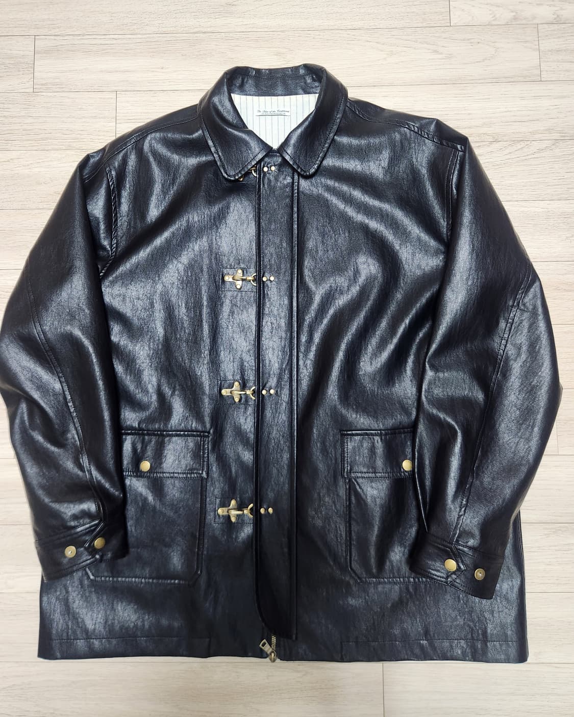 [아크블루] 비건 레더 파이어맨 하프가죽자켓 L 상품이미지3