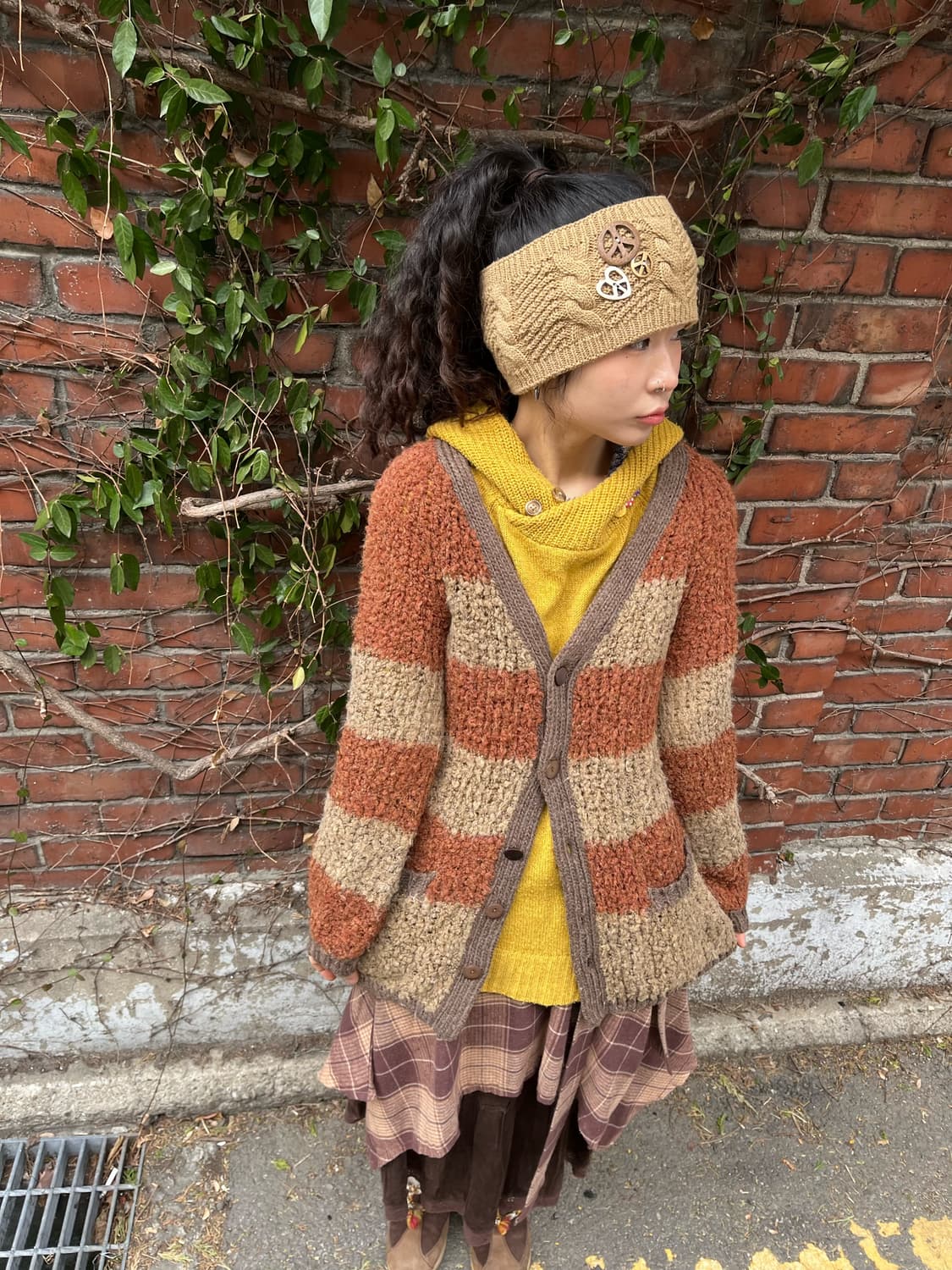 일본 빈티지무드 줄무늬 니트 가디건 상품이미지3