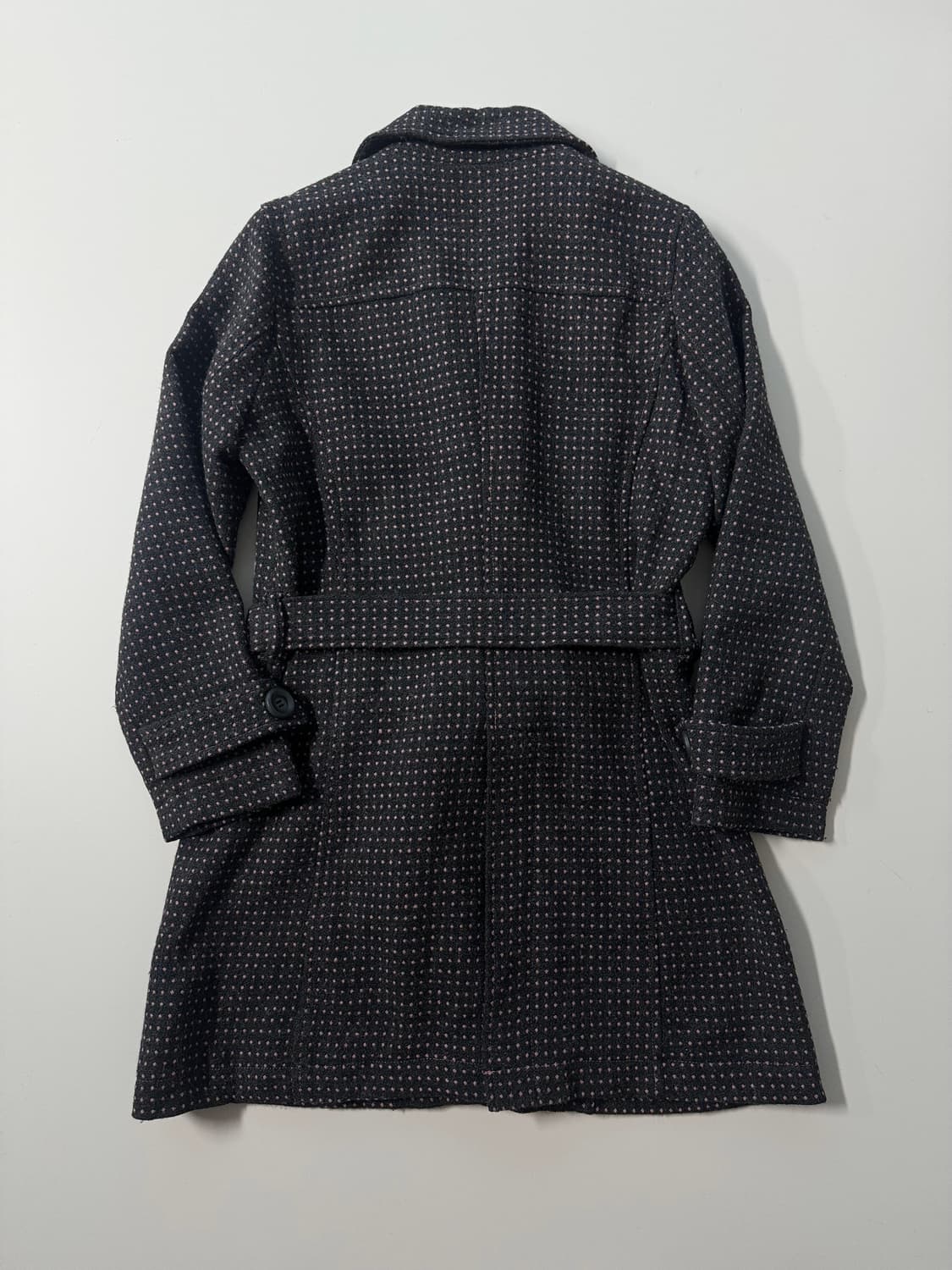 핑크 미니 도트 패턴 울 블렌디드 코트 상품이미지6