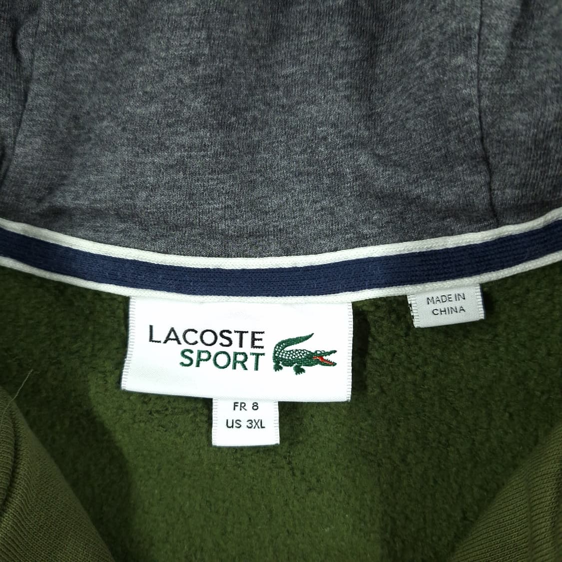 라코스테 스포츠 카키 그린 크록패치 기모 후드집업 S 상품이미지6