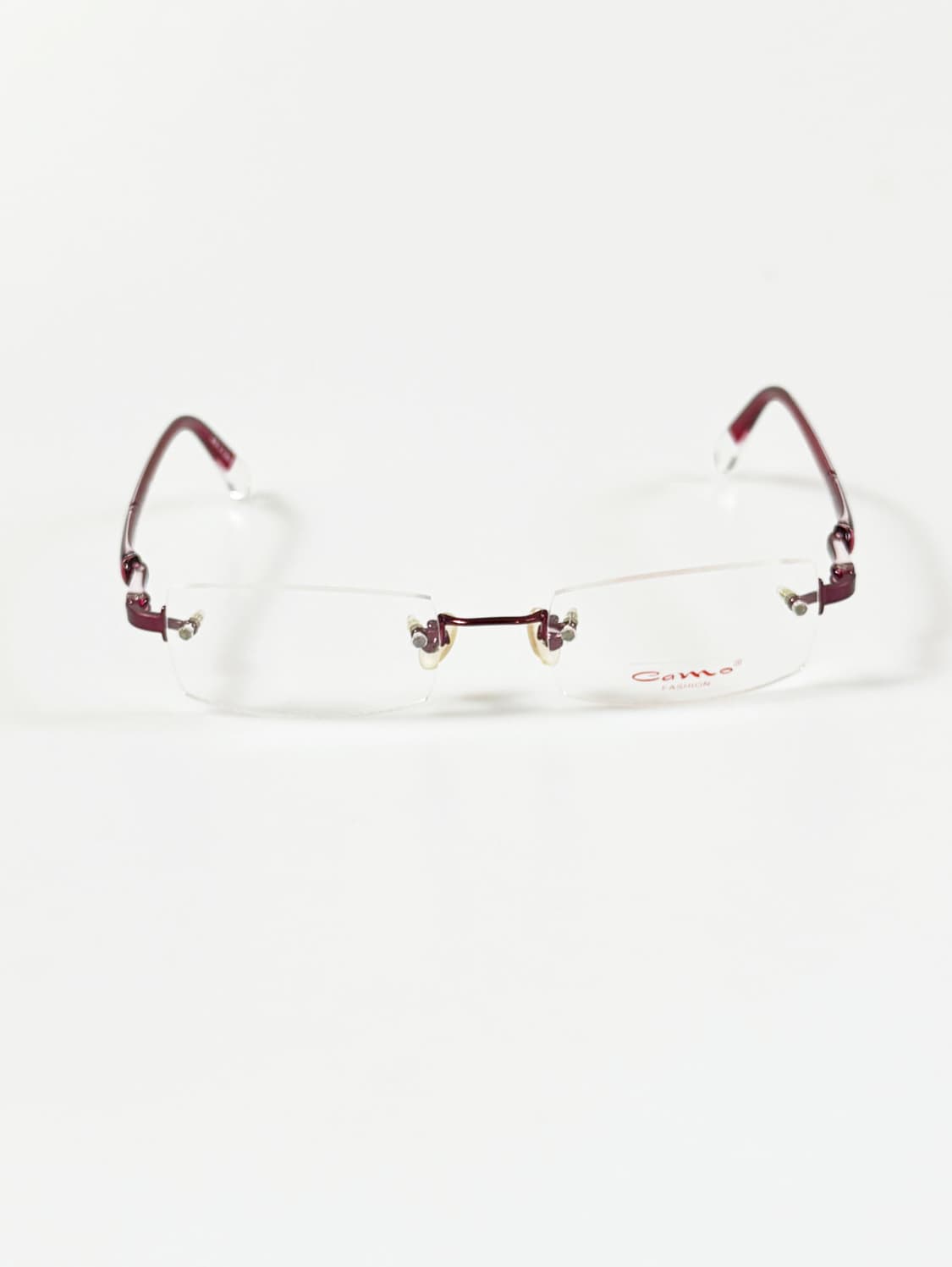 CAMO FASHION 무테 스퀘어 버건디톤 빈티지 안경 상품이미지2