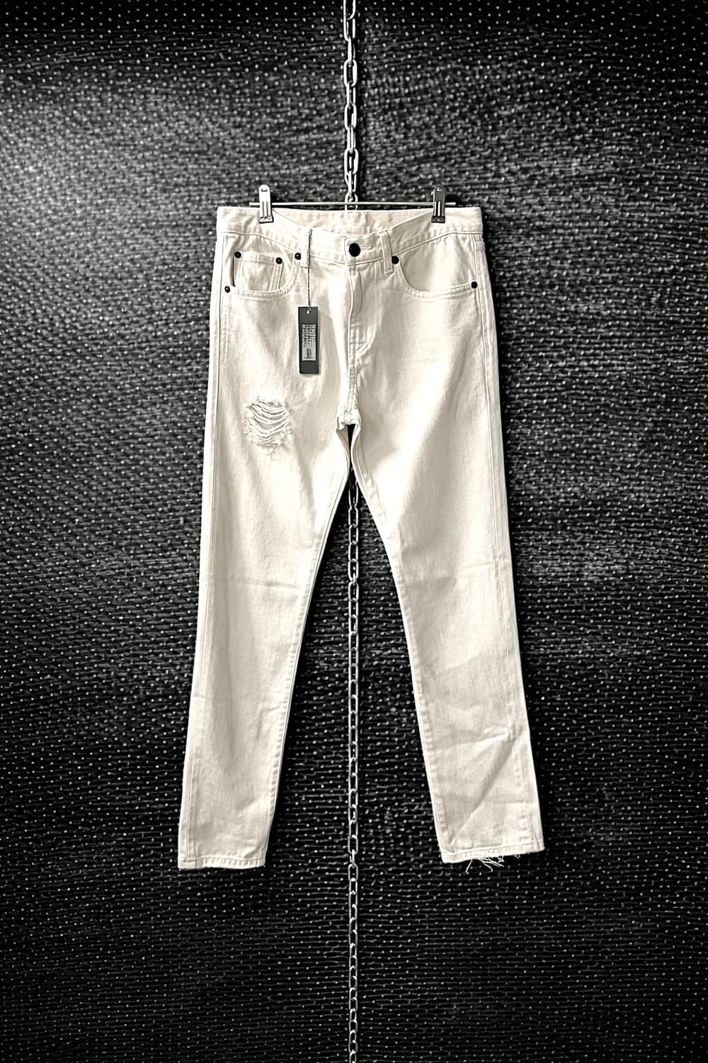 생로랑 18SS 오프화이트 디스트로이드 진 상품이미지1