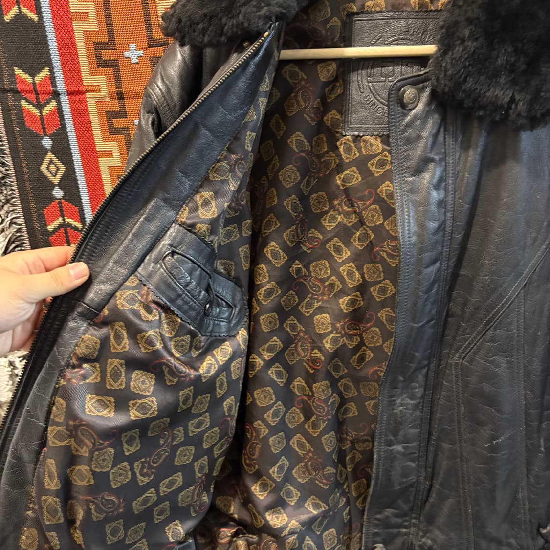 90s빈티지 소가죽 무스탕 봄버 자켓 상품이미지6