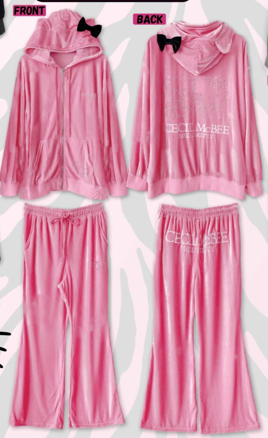 새상품) 세실맥비 헬로키티 돈키호테 아피아 한정판 핑크 벨로아 갸루 셋업 상품이미지2