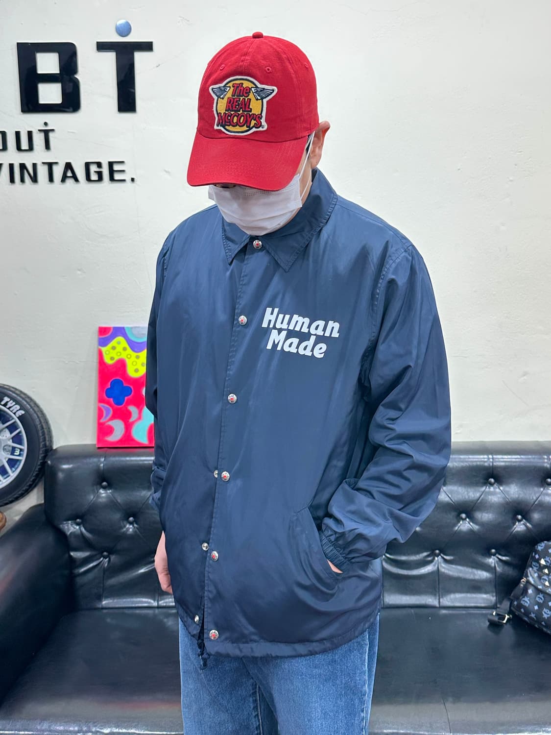 휴먼메이드 북극곰 코치자켓 네이비 XL 상품이미지2