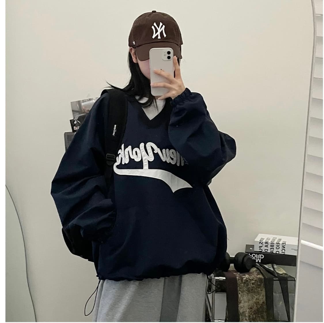 꼬맹 뉴욕패치 브이넥 나일론 바람막이 맨투맨 상품이미지2