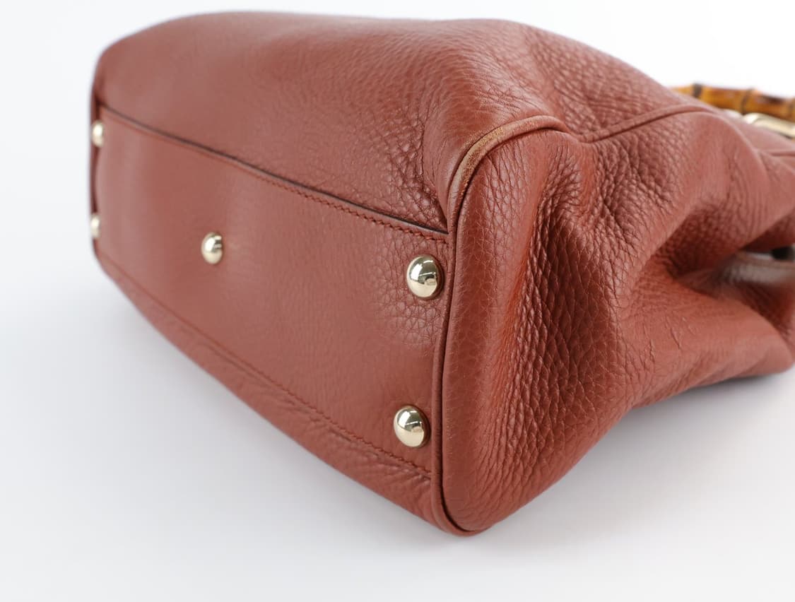 구찌 카프스킨 뱀부 쇼퍼 사첼백 토트백 크로스백 브라운 상품이미지6