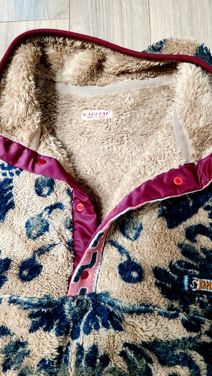 캐피탈 다마스크 패턴 마리아 플리스 집 블루종 베이지 상품이미지3