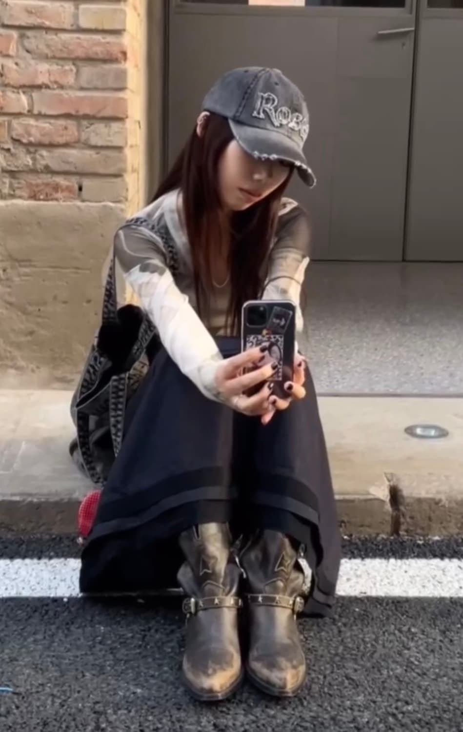 2000아카이브 로즈 데님 볼캡 모자 상품이미지2