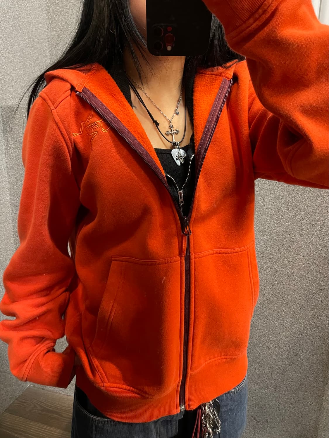 ARCTERYX Biglogo orange zip-up hoodie 상품이미지2