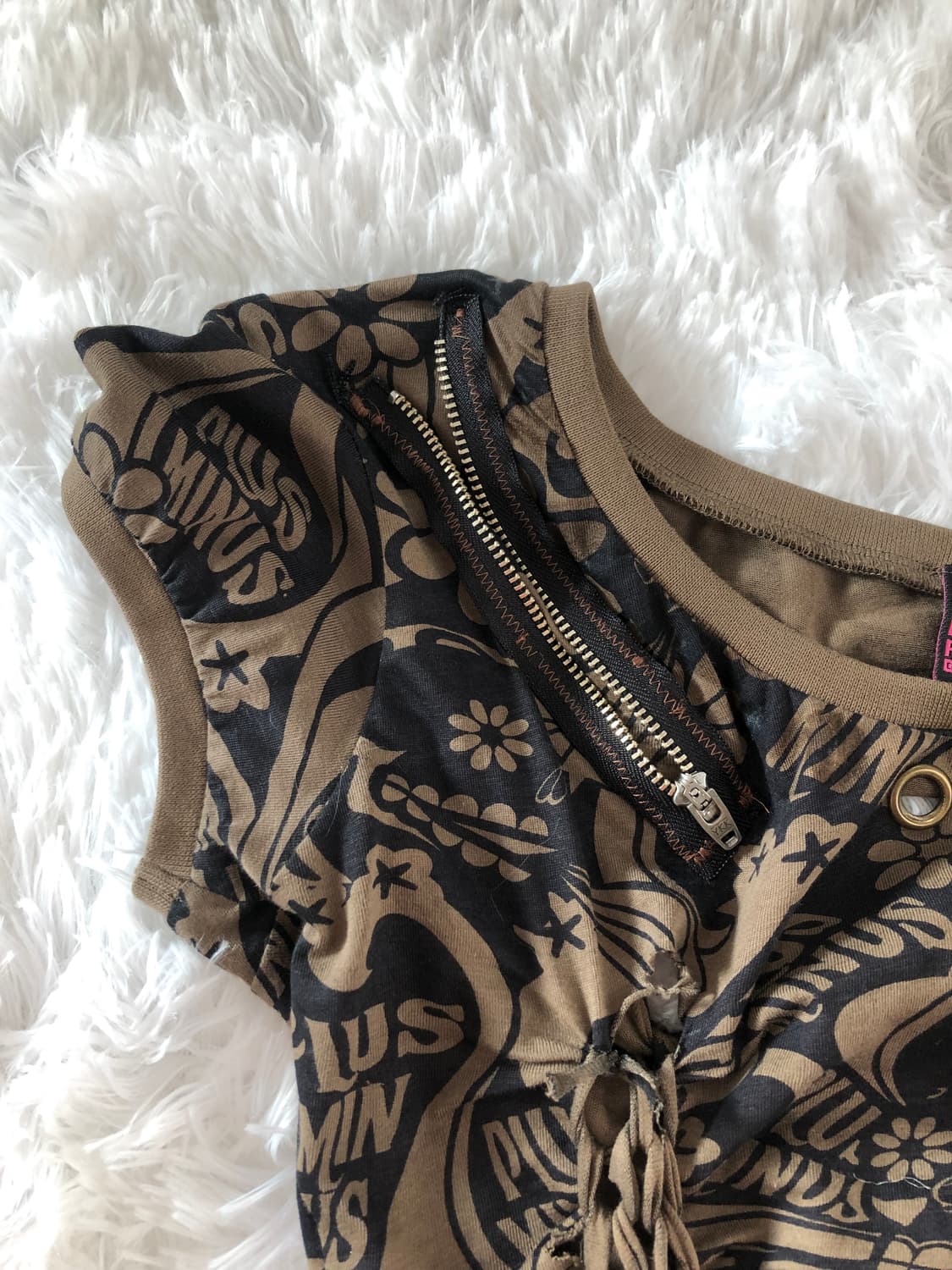Y2K brown cutting top 상품이미지6