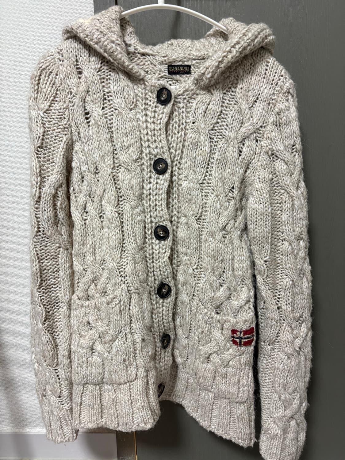 울 알파카 후드 가디건 상품이미지5