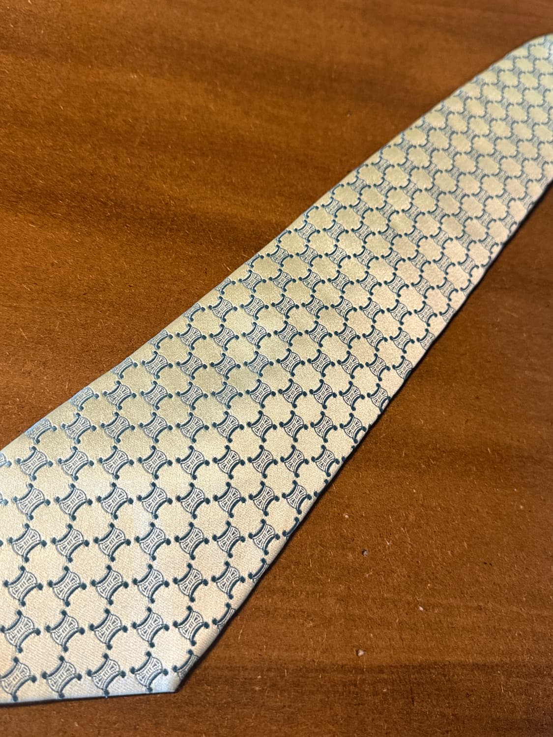 셀린느 CELINE 트리오페 자카드 실크 넥타이 라이트 그린 상품이미지2