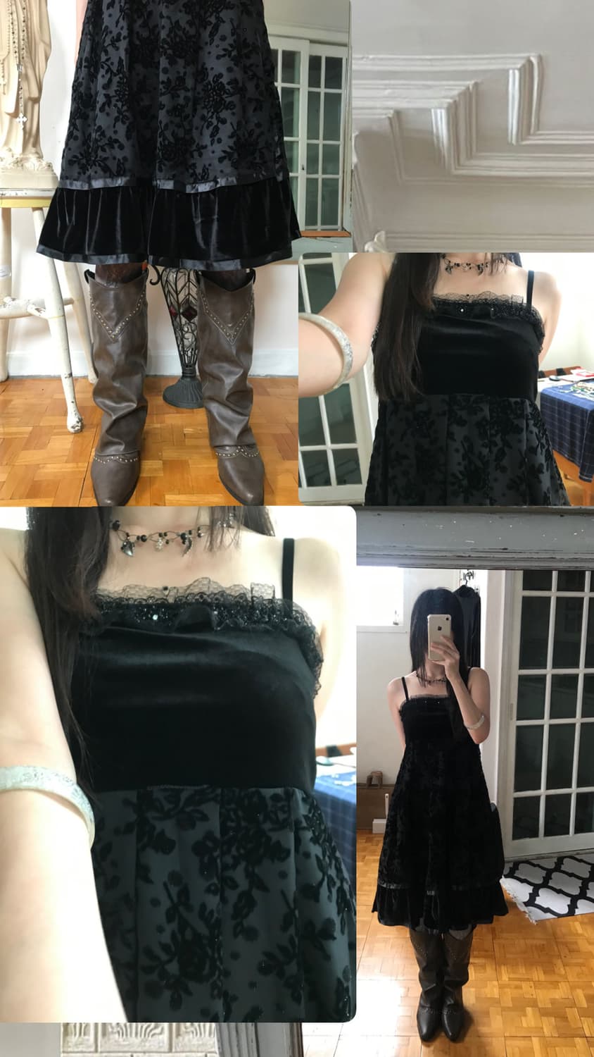  vintage pattern velvet one-piece 상품이미지8