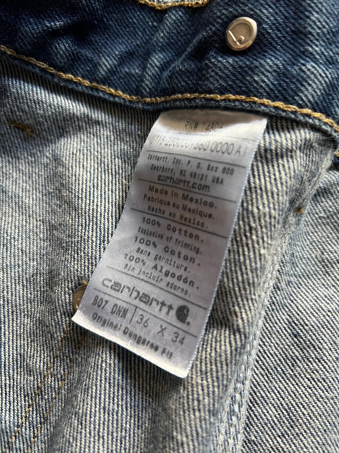 [36]칼하트 USA 빈티지 데미지드 더블니 데님 팬츠 상품이미지5