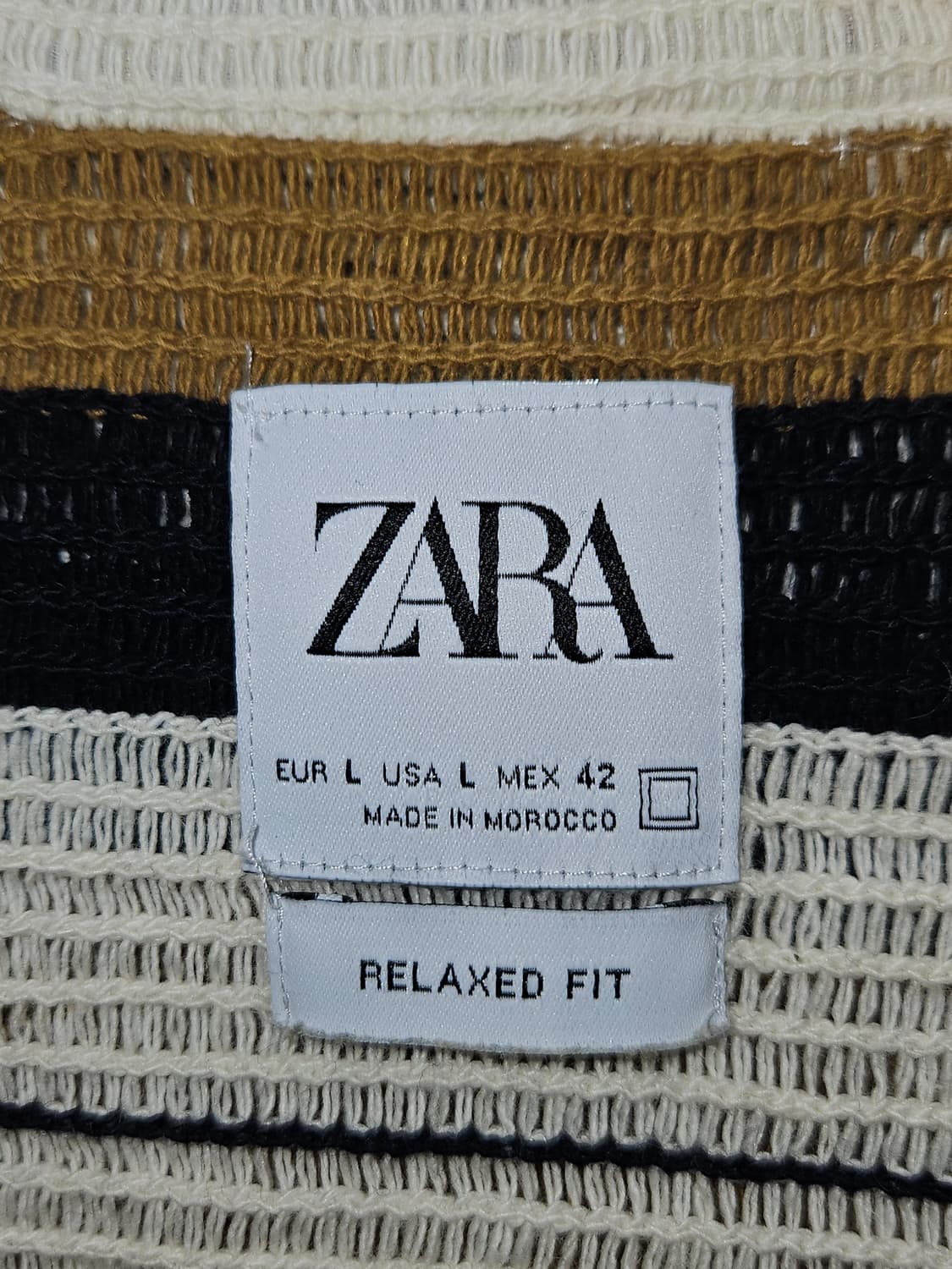 자라 ZARA 에스닉 니트 폴로 반팔 카라티 린넨 릴렉스핏 L 상품이미지3