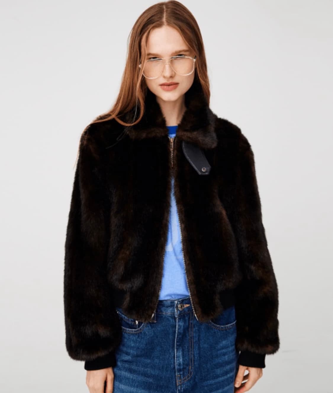 문선 유니섹스 밍크 라이크 스트라이프 퍼 자켓 (2WAY) 상품이미지2