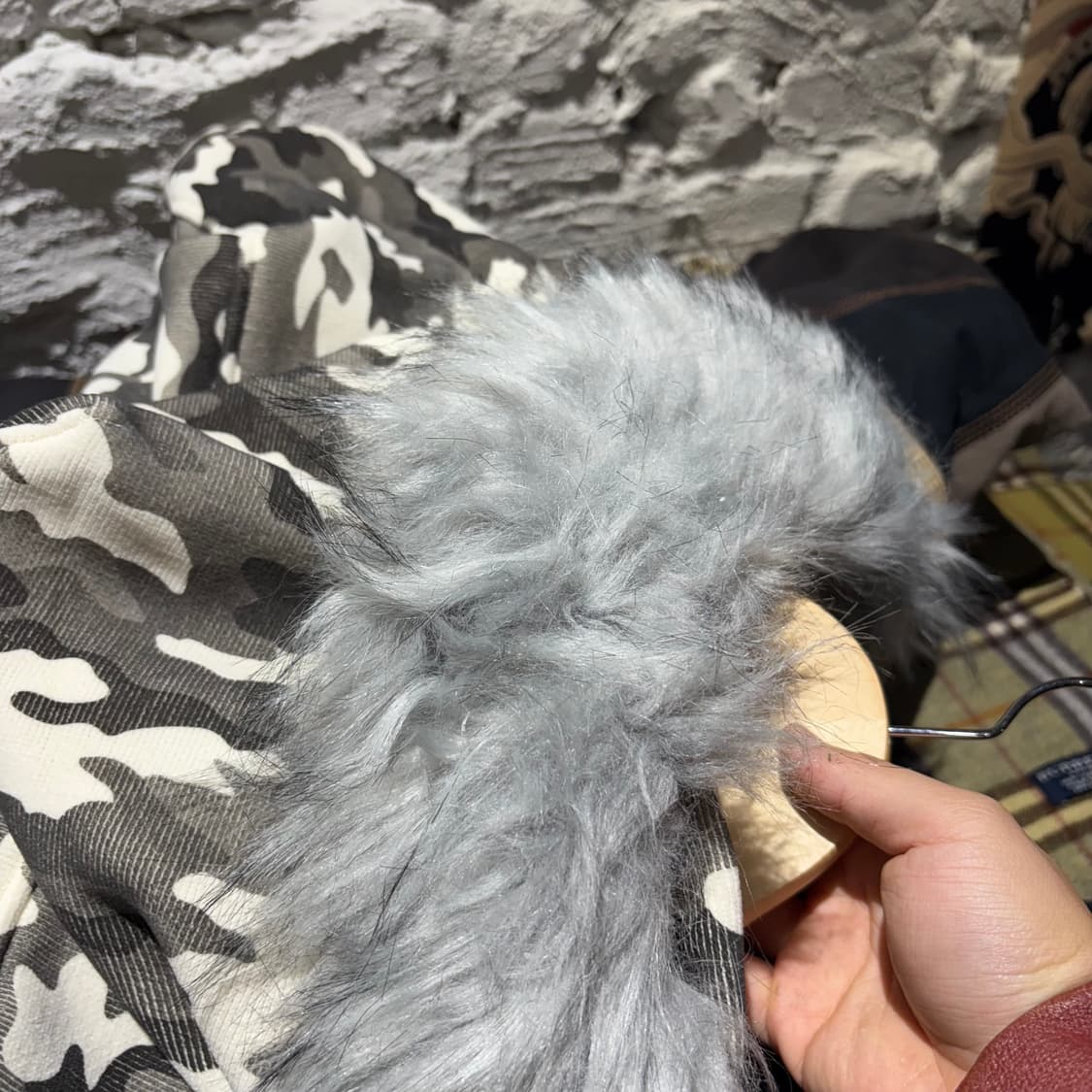 빈티지 카모 퍼 후드 오버핏 자켓 상품이미지4