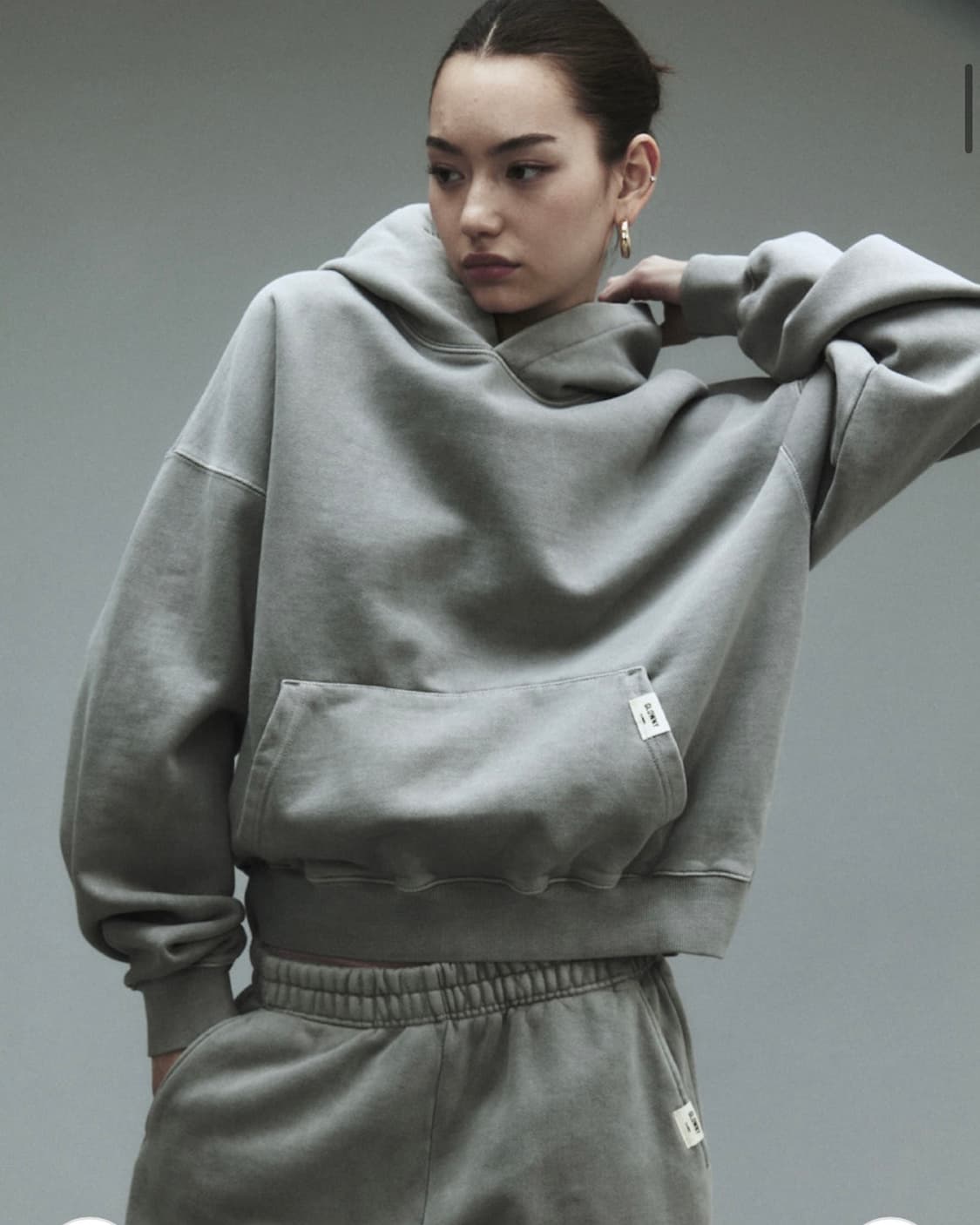 글로니 후드티 그레이 G CLASSIC WASHED BOXY HOODIE 상품이미지1