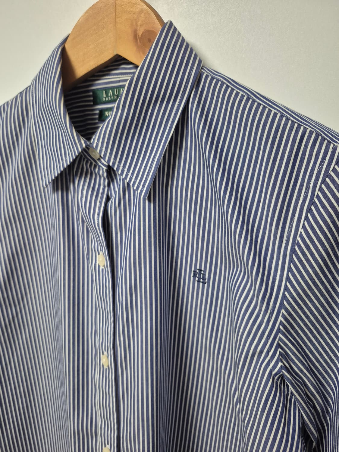 로렌 랄프로렌 블루 스트라이프 코튼 셔츠 여성 90~95사이즈 상품이미지2
