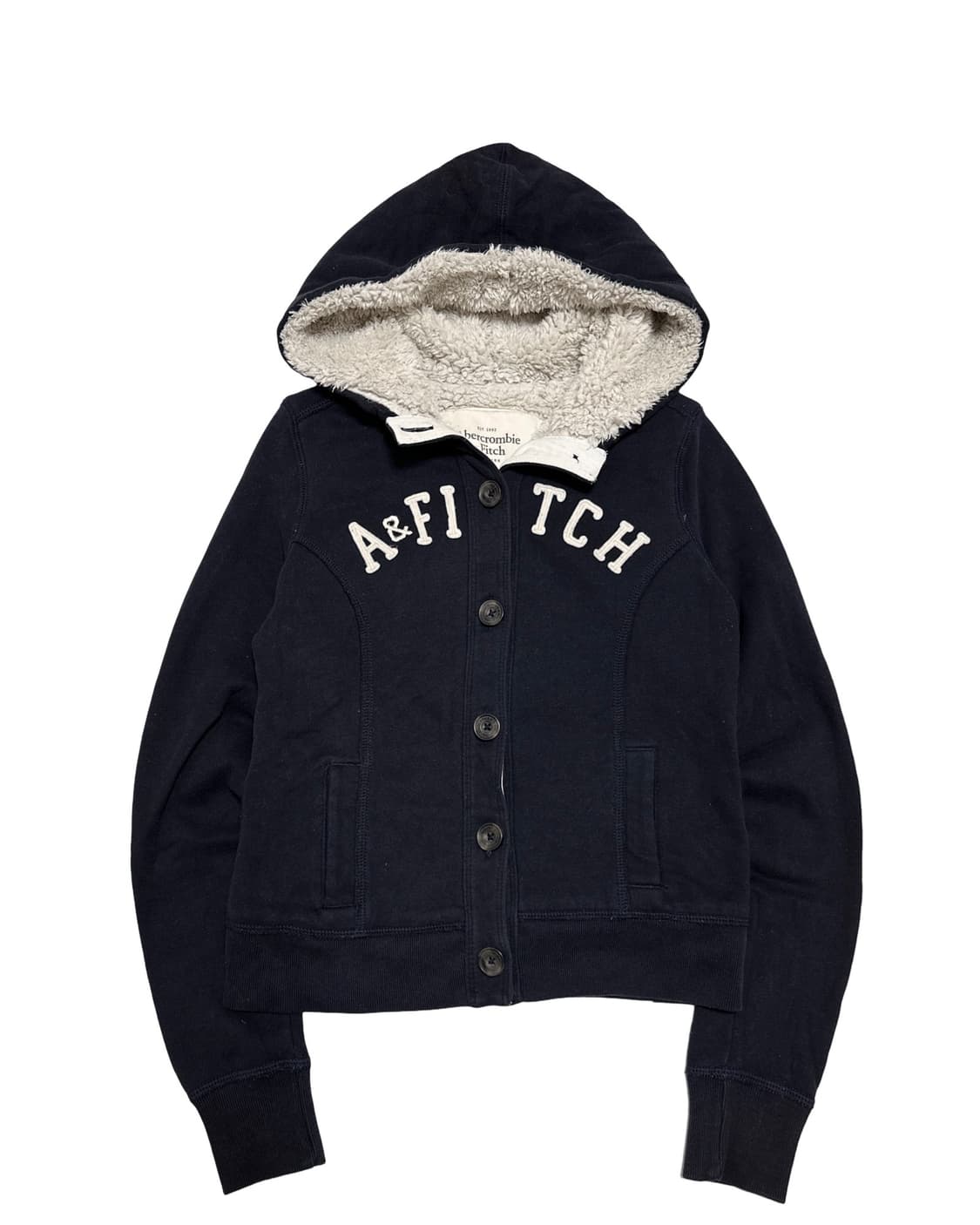 아베크롬비 안감 털 버튼 네이비 후드집업 상품이미지1