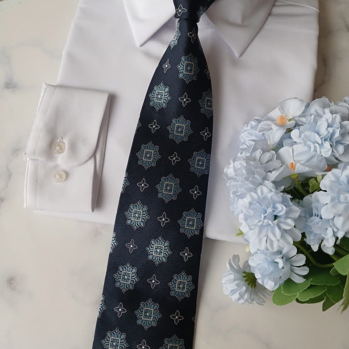 아쿠아스큐텀 실크 자카드 패턴 넥타이 9.6cm A등급 A19772
 상품이미지5