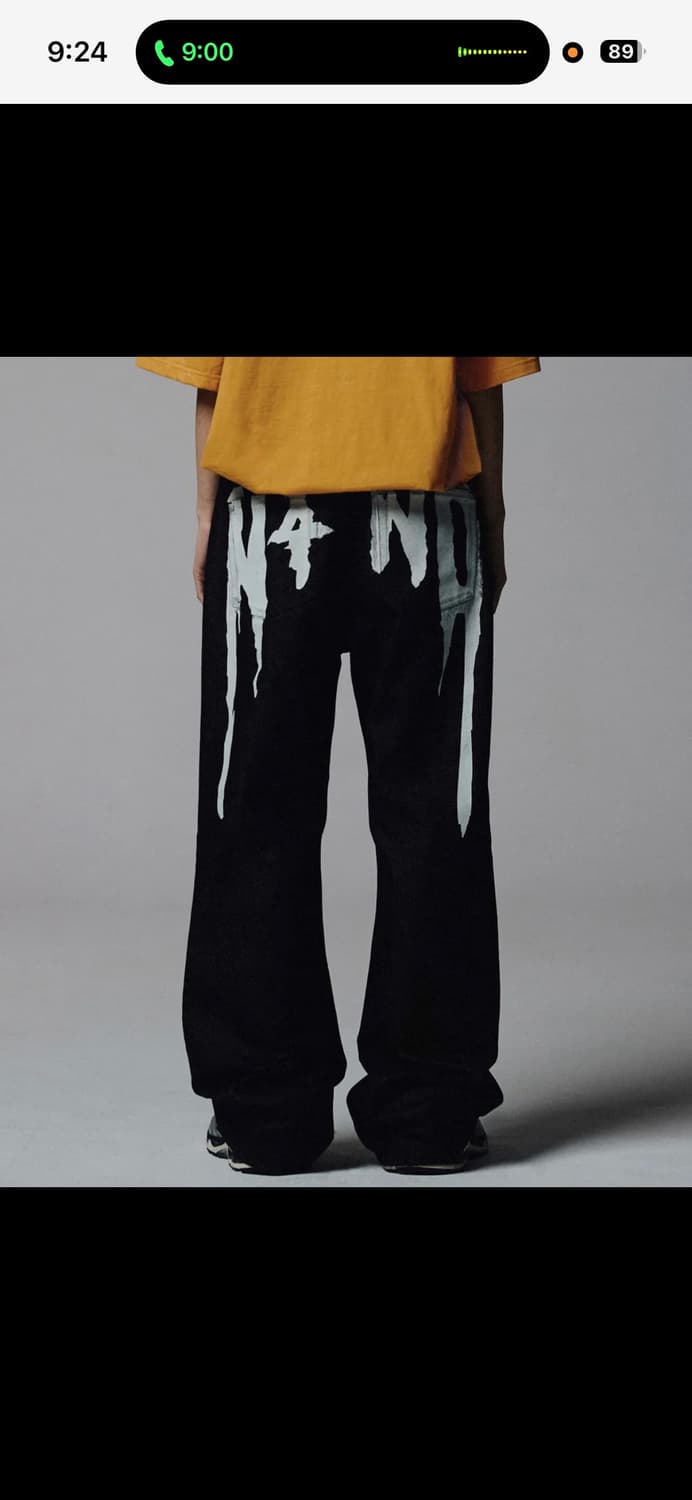 not4nerd Drip Logo Denim Pants - Black 상품이미지5