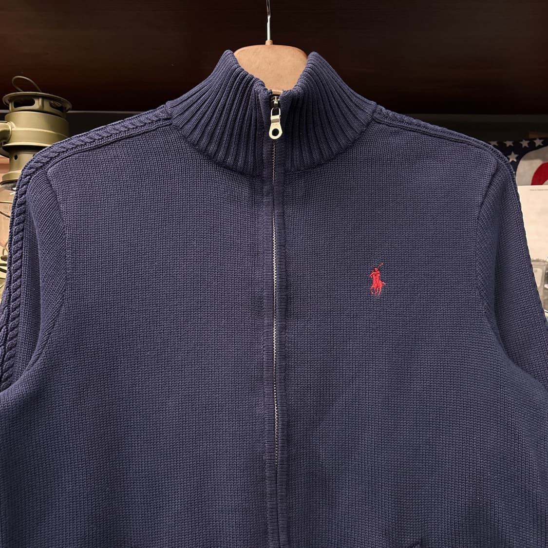 랄프로렌 스포츠 청키립 사이드케이블 니트집업 네이비 N924 상품이미지3