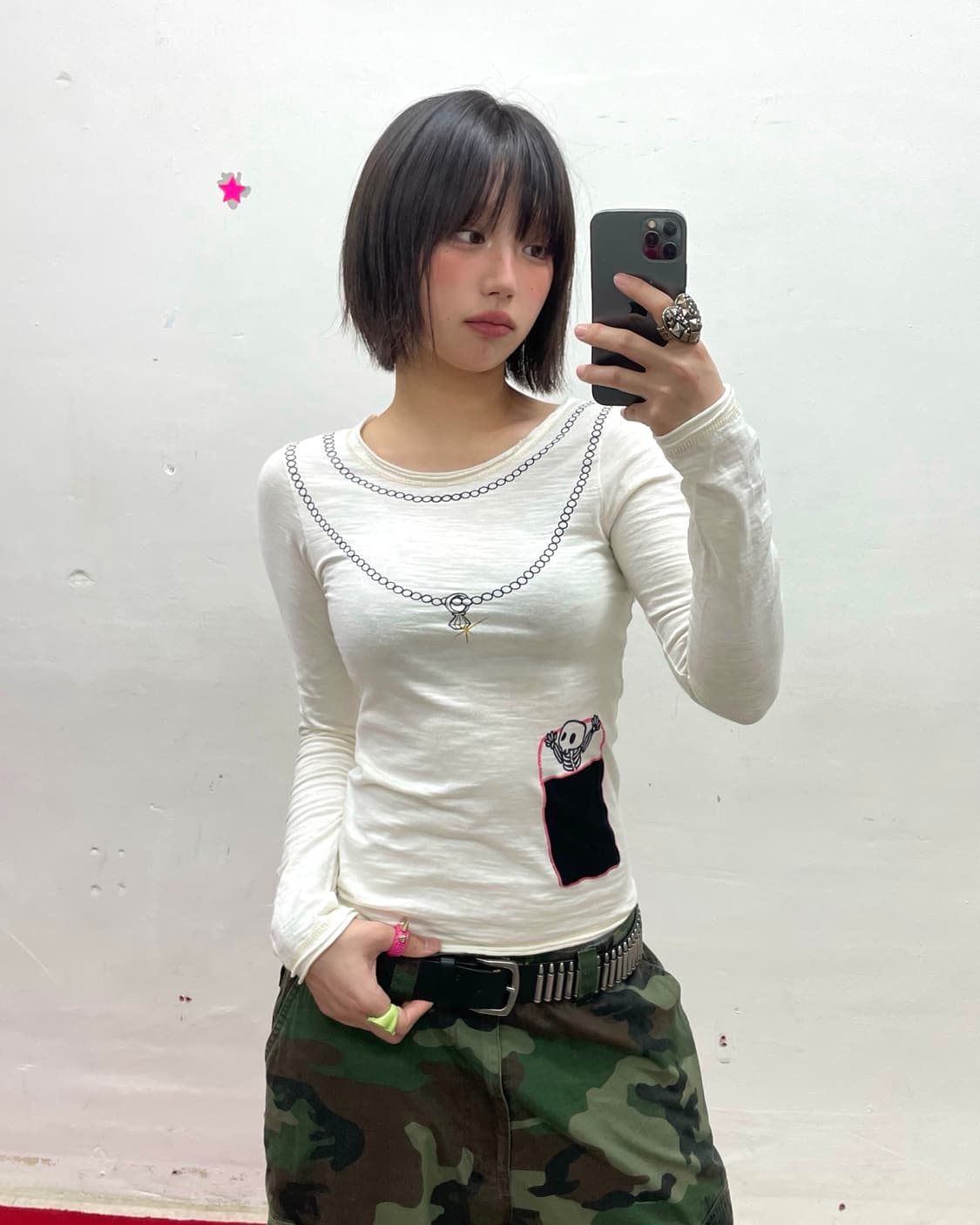 Skull pocket necklace long sleeve  상품이미지1