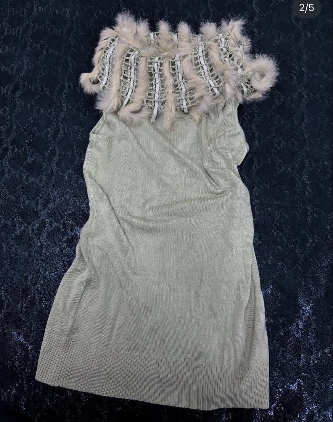 모카브라운 퍼 슬리브리스 상품이미지1