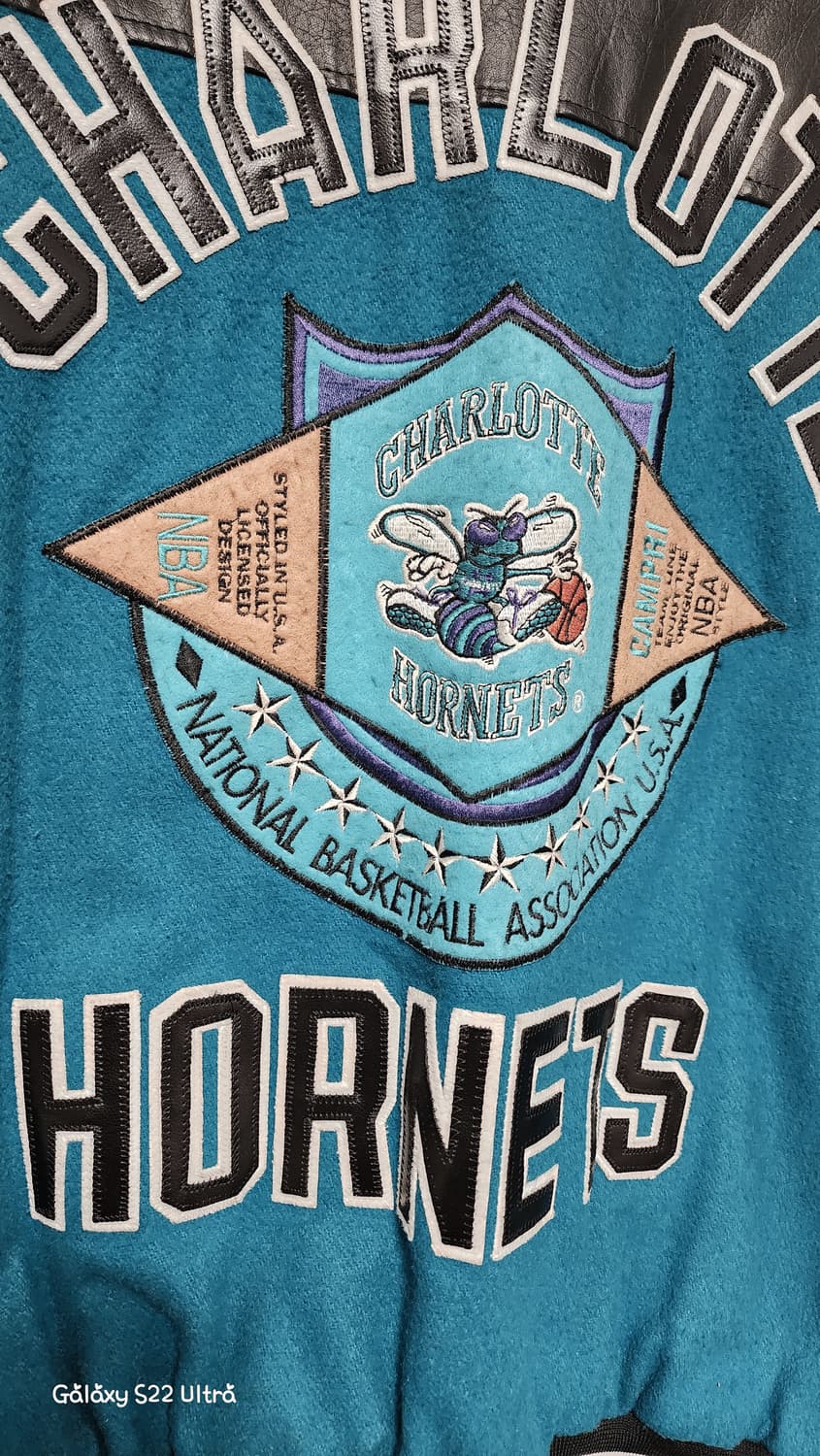 90s 빈티지 살럿호네츠 NBA 가죽 바시티자켓 상품이미지3