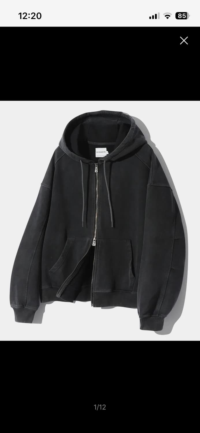 새상품 디미트리블랙 asl 피그먼트 후드집업 차콜 m 상품이미지1