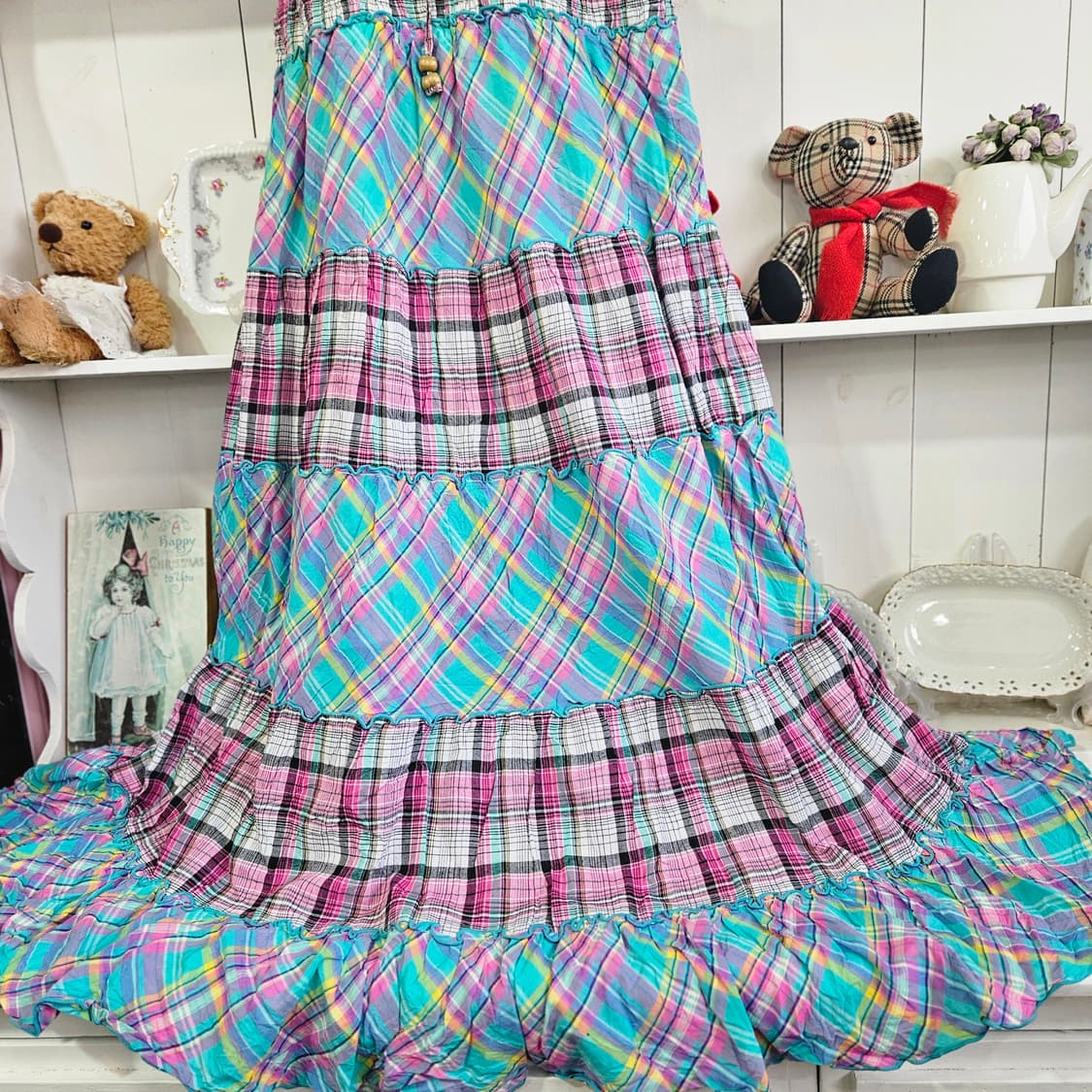 아가일 체크 믹스 캉캉 원피스 상품이미지2