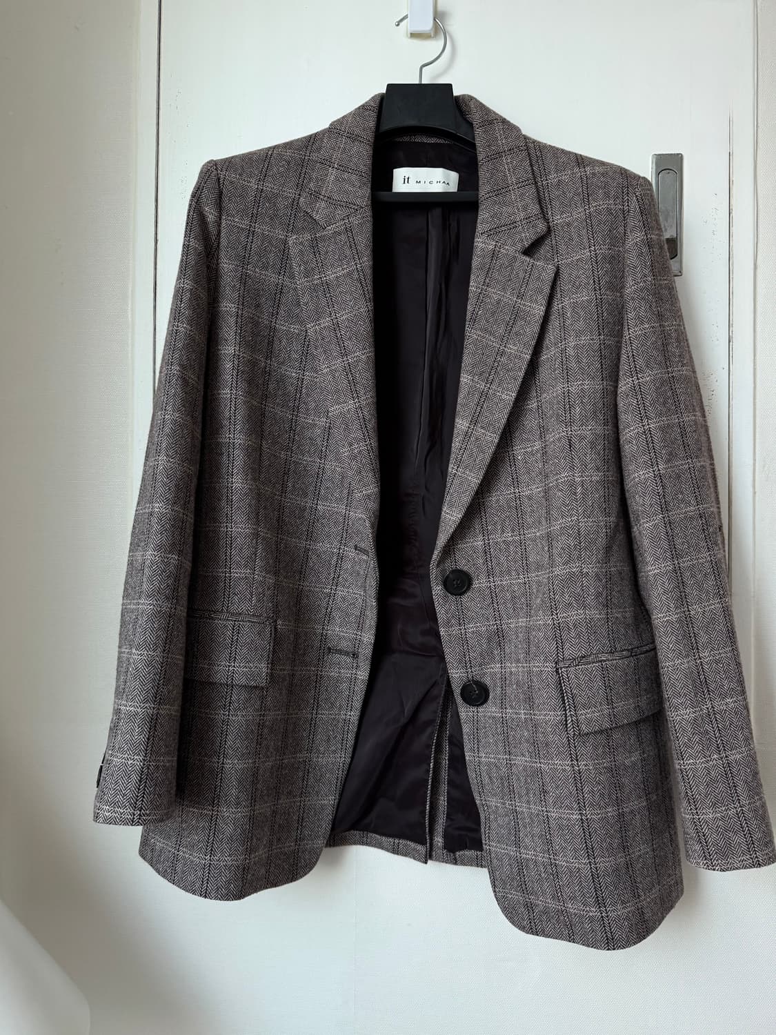 잇미샤 고급 체크 울 블레이저 상품이미지1