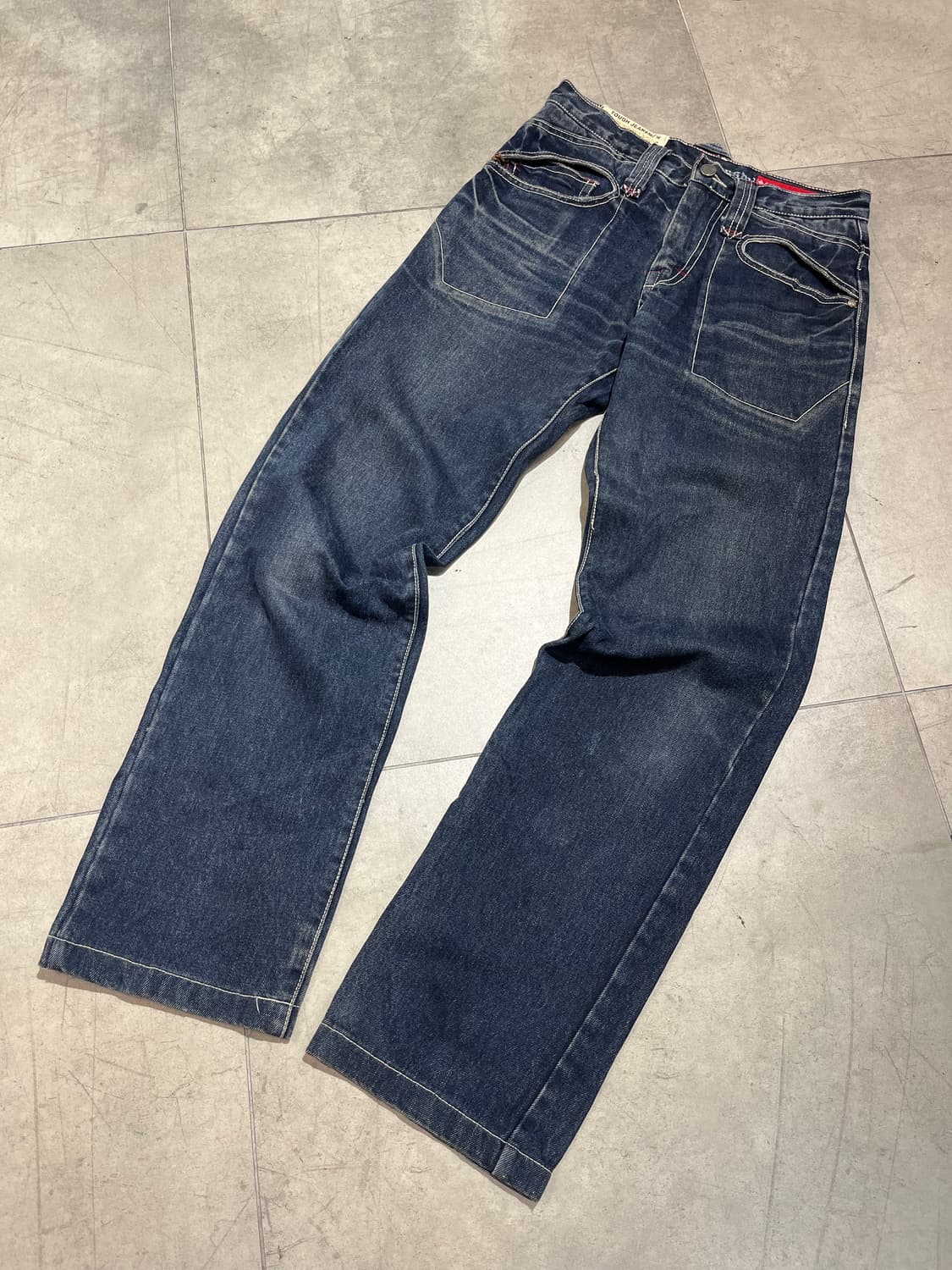 Tough jeansmith 빈티지 워싱 진청 와이드 데님 팬츠 상품이미지2