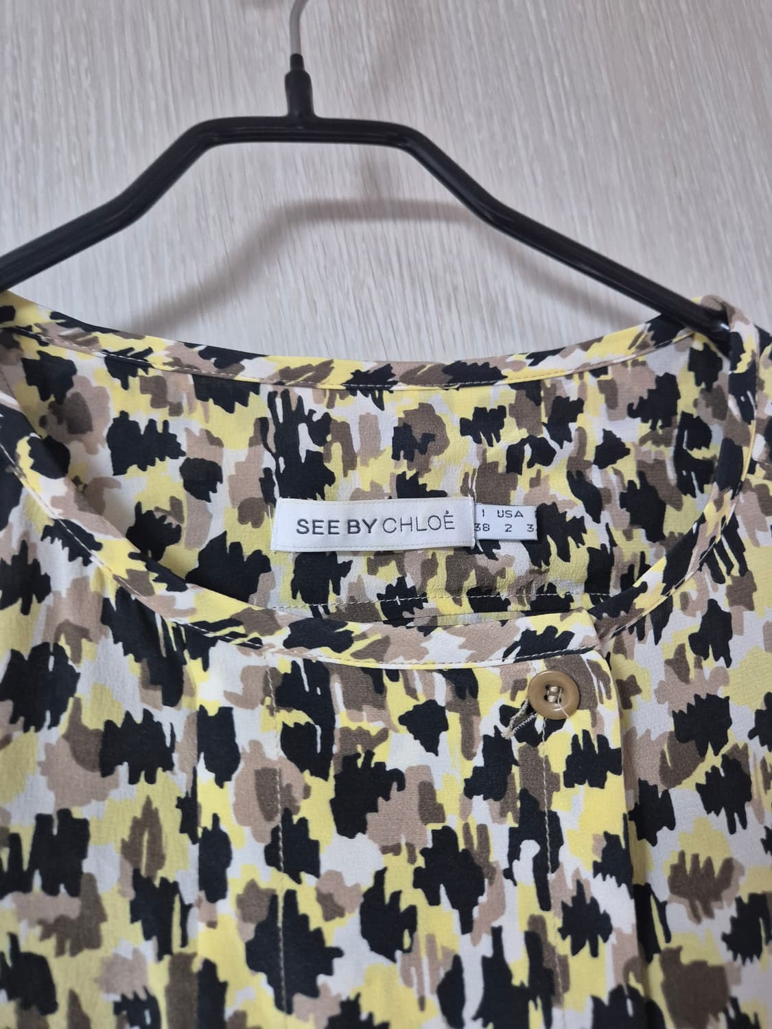 (정품) 씨바이 끌로에 실크100 프로  프린트 블라우스 38 상품이미지3