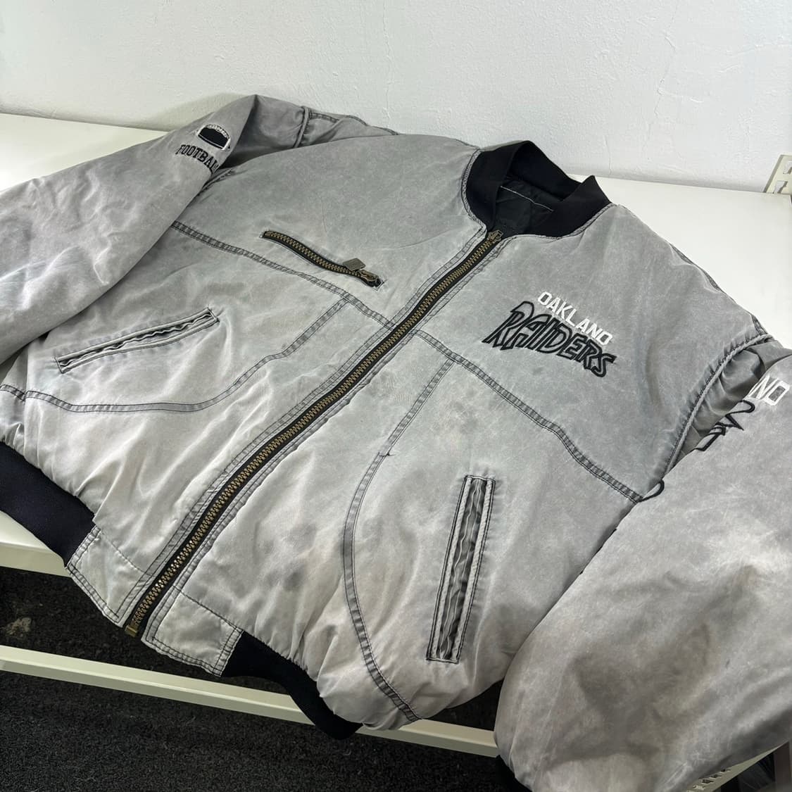 XL VTG 그레이 오클랜드 라이더스 오버핏 MA-1  상품이미지2