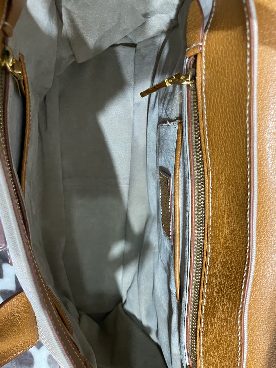 프라다 가죽 캔버스 토트백 베이지/브라운 정품 상품이미지7