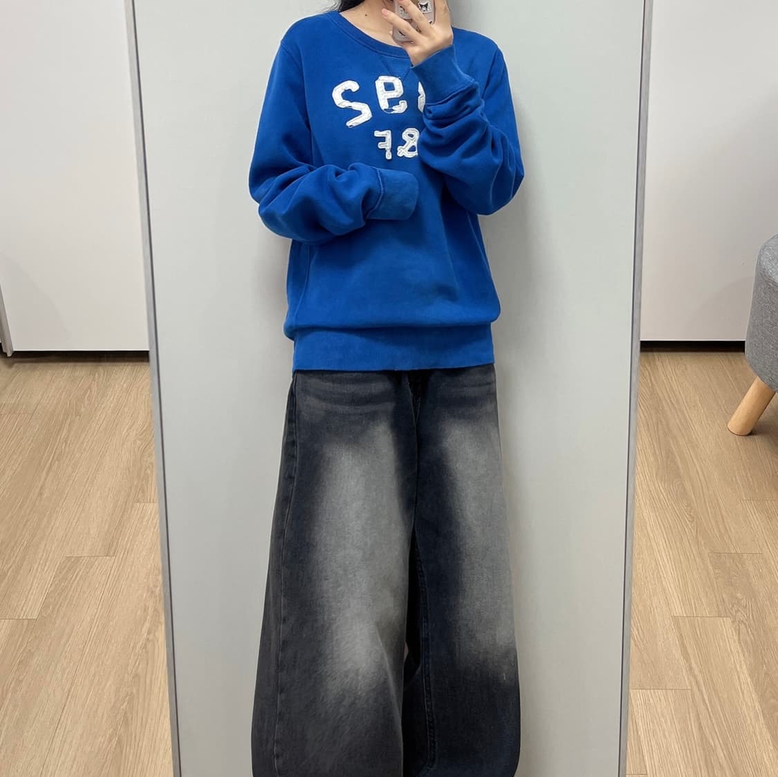 아베크롬비 자수로고 블루 맨투맨 상품이미지1