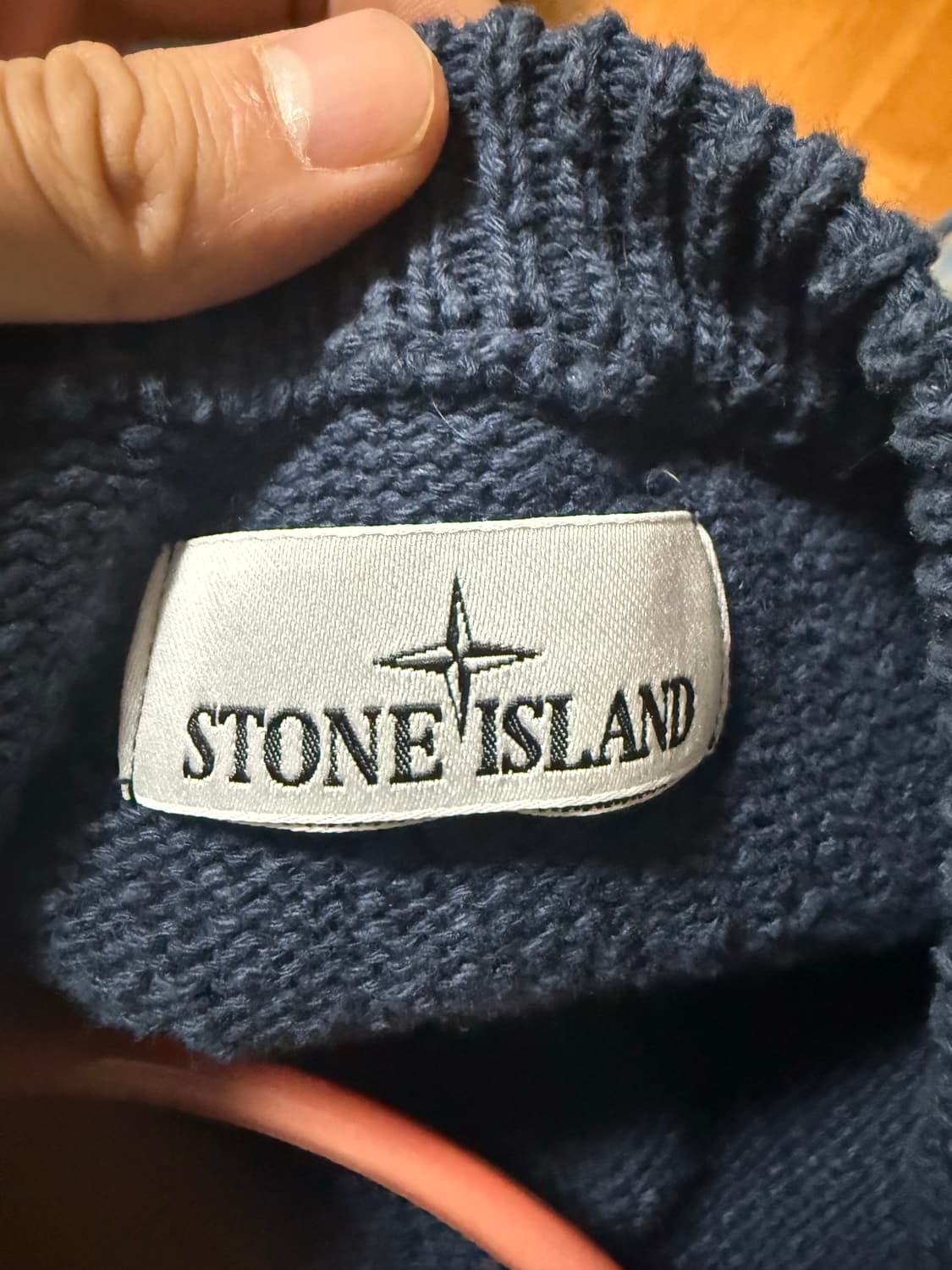 스톤아일랜드 언이븐 코튼 크루넥 니트 네이비 XL 상품이미지4