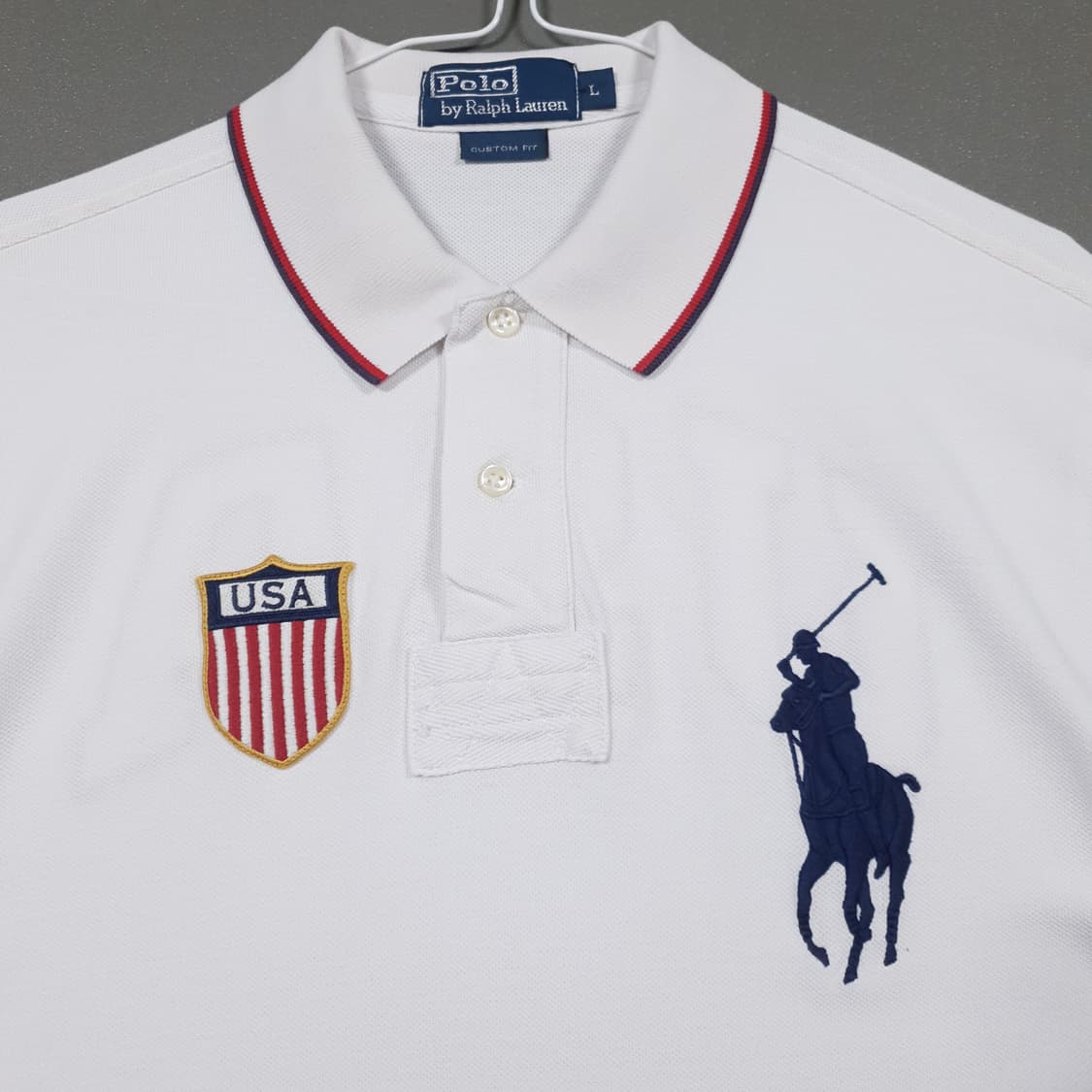 L) 폴로 랄프로렌 USA 빅포니 치프키프 반팔 카라티 피케 셔츠 화이트 상품이미지2