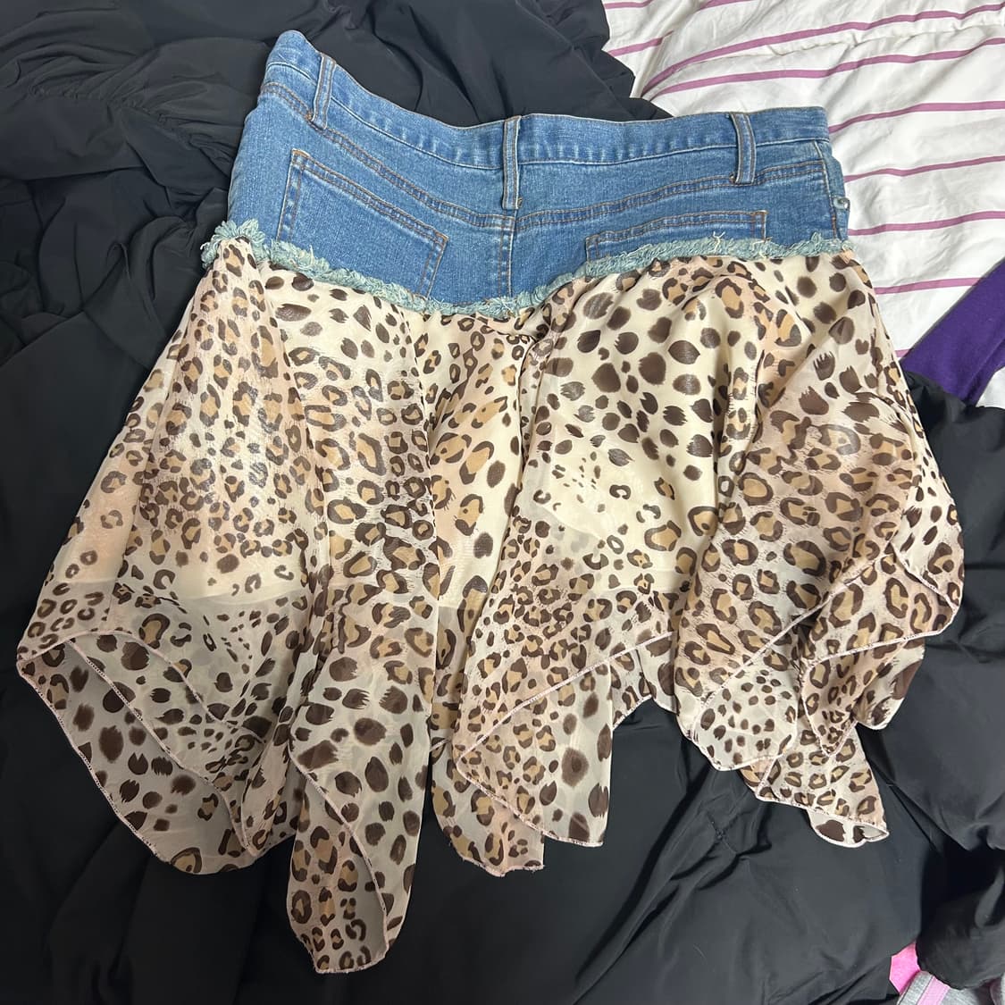 y2k 갸루 호피 진 스커트 상품이미지2