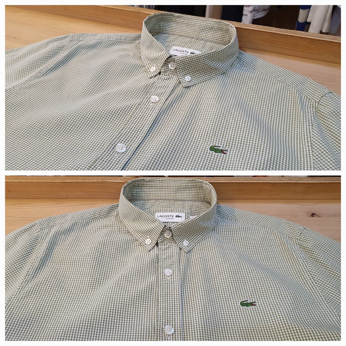 100.라코스테 Slim Fit 체크셔츠(그린)  상품이미지3