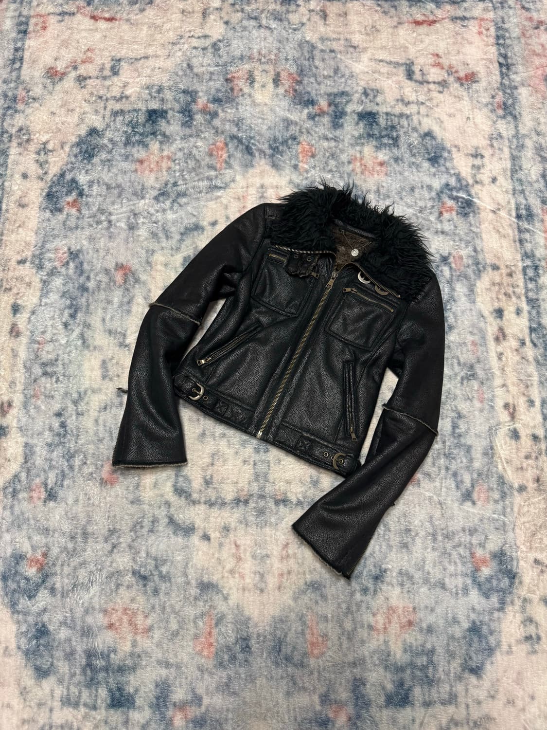 Japanese vkei crow fur jacket 상품이미지1