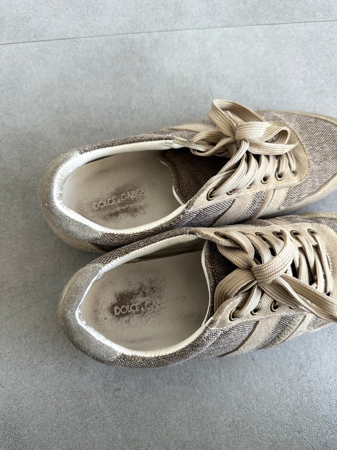 돌체앤가바나 2000s 베이지 레더 스니커즈 상품이미지6