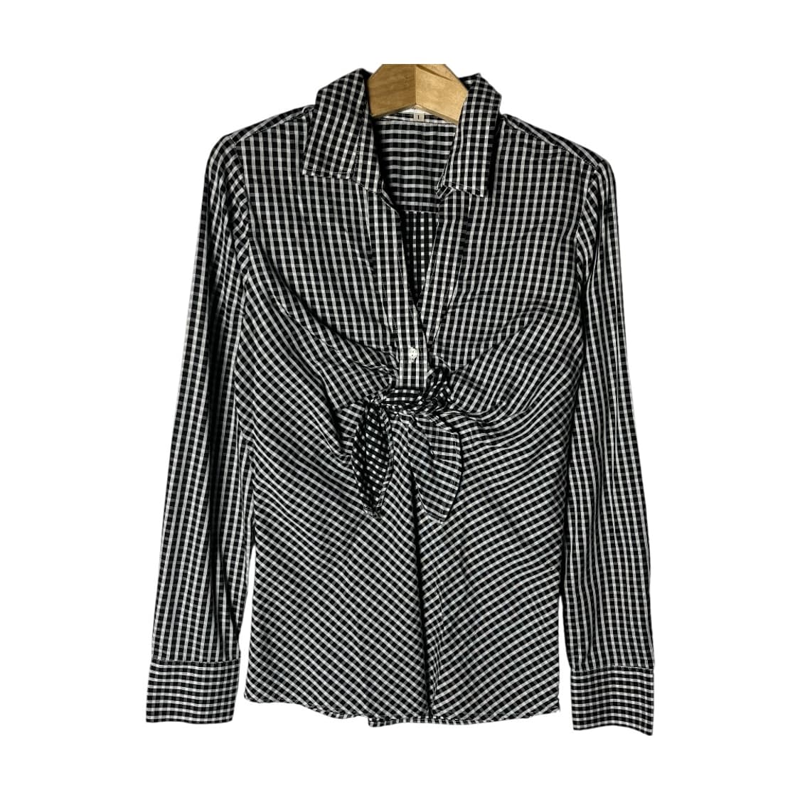 [Naracamic] 나라카미체 드레이프 체크 블라우스 상품이미지1