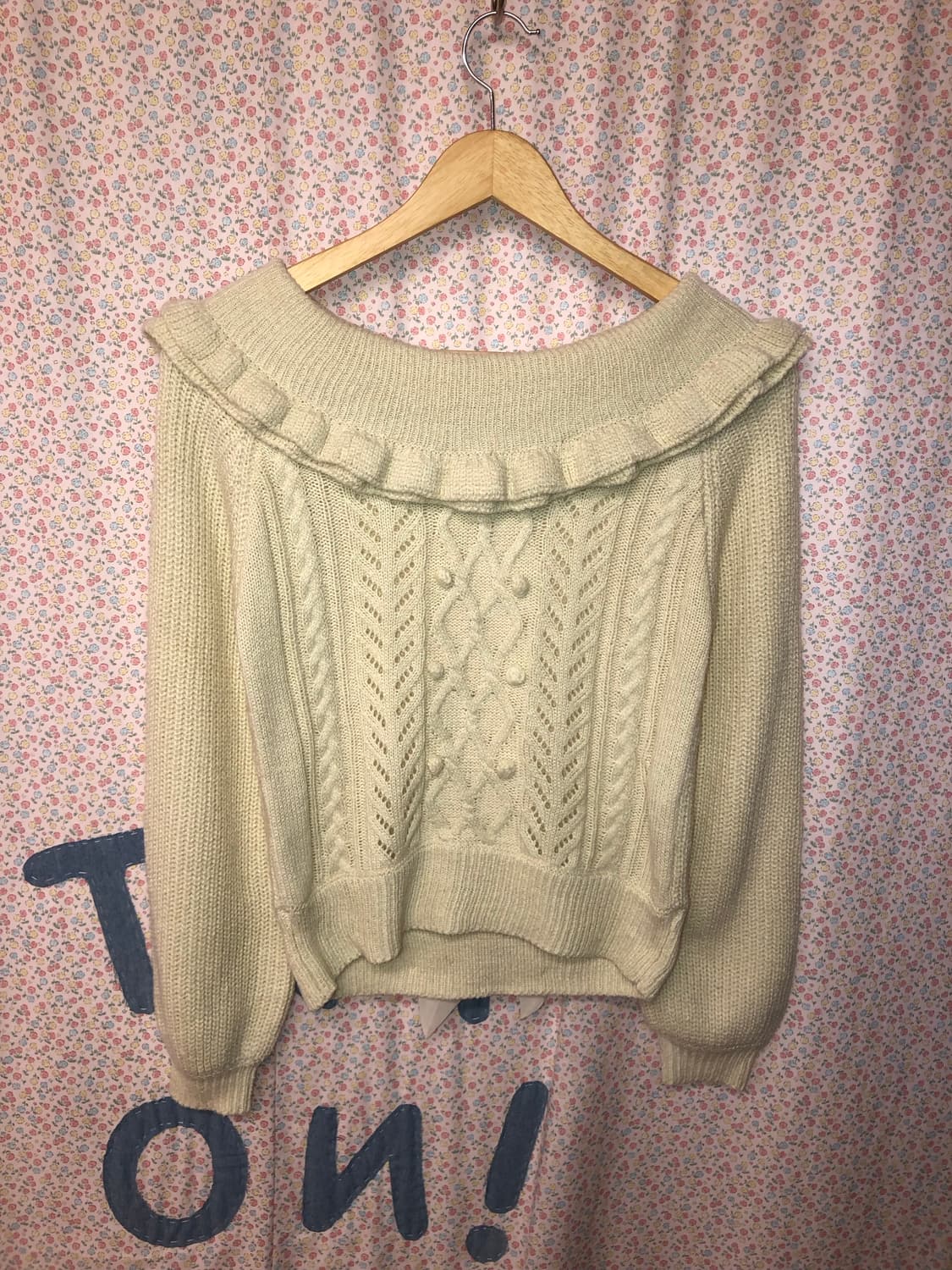 ribbon flare off shoulder knit 상품이미지5