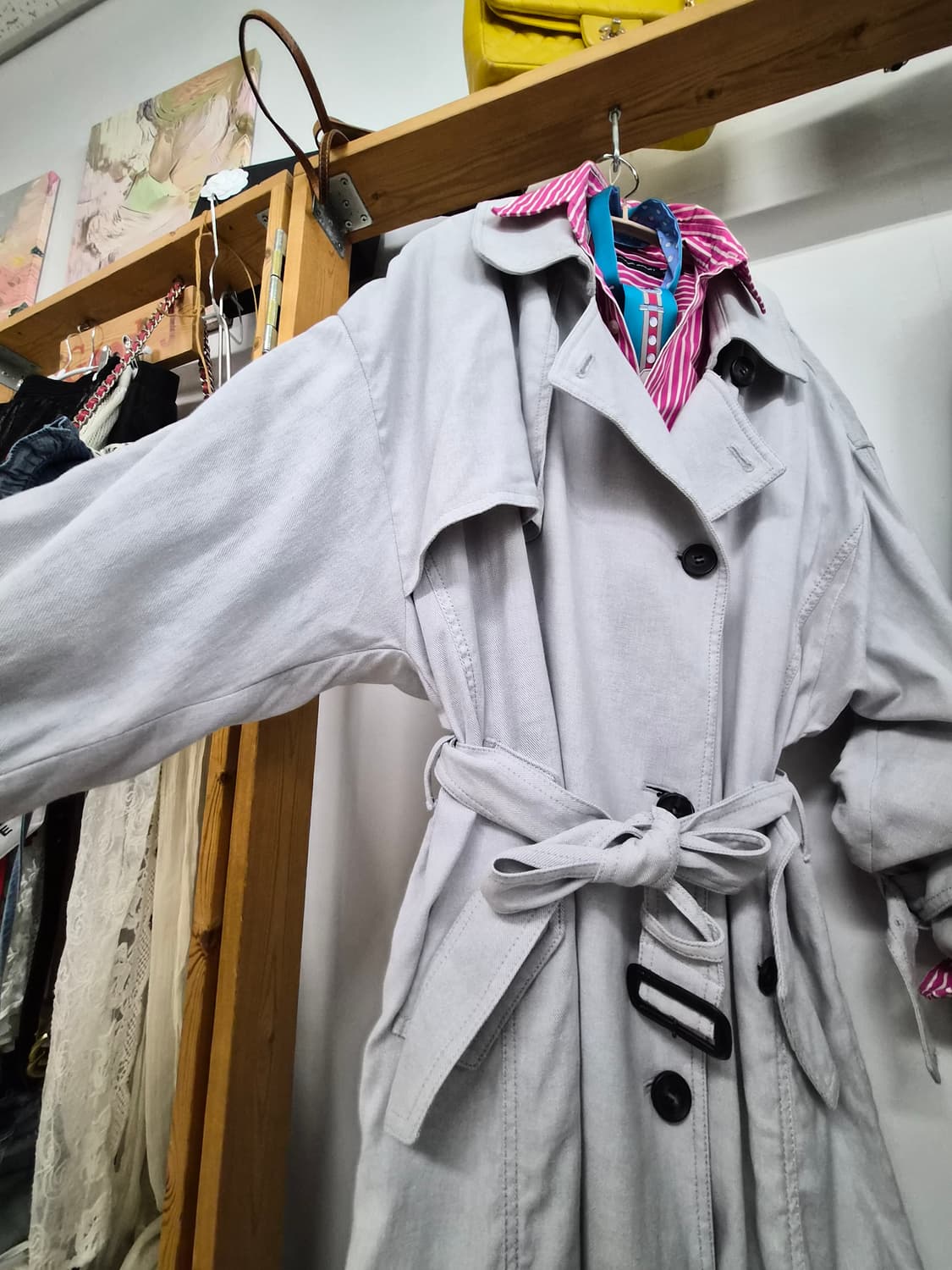 톰보이 더블 버튼  벌룬 트렌치 코트 상품이미지3